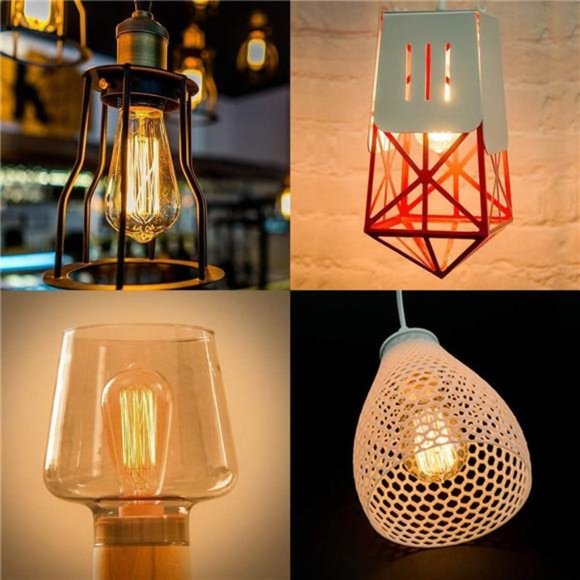 6Pack Edison Bulb,Edison Light Bulbs,Antique Vintage Squirrel Cage Filament Bulb - Picture 4 of 7